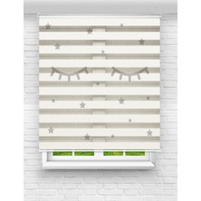 MAS Yıldızlar ve Kirpik Baskılı Zebra Perde | Çocuk Odası Için Şık ve Eğlenceli Perde