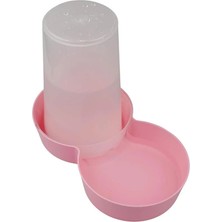 AyrStore Hazneli Plastik Kedi-Köpek Mama ve Su Kabı 1,5 Lt Yuvarlak Pembe