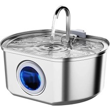 AyrStore Su Seviyesi Göstergeli 3.2 L Paslanmaz Çelik Kedi Köpek Için Su Pınarı Su Çeşmesi Hareket Sensörsüz