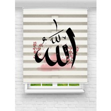 MAS Dini Baskılı Allah Yazılı Çiçek Desenli Zebra Stor Perde – Modern ve Şık Tasarım