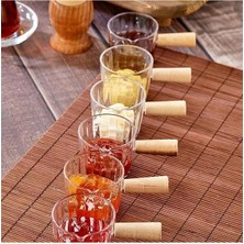 AyrStore 4'lü Ahşap Saplı Mika Reçellik Sosluk Sofra Sunum Kahvaltı Seti - Ahşap Saplı Sunumluk 80 ml