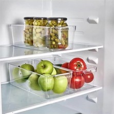 AyrStore 1 Adet Kırılmaz Ultra Dayanıklı Buzdolabı Düzenleyici Organizer Kutu Şeffaf - Medıum Kiler