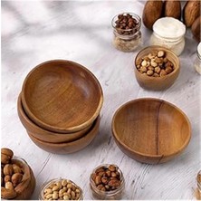 AyrStore 4'lü Yuvarlak Akasya Çerezlik 10CM - 4 Cm, Sunum Kasesi, Yuvarlık Zeytinlik, Kahvaltı