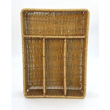 AyrStore Hasır Örgülü 5 Gözlü Kaşıklık – Çekmece Içi Kaşık, Çatal, Bıçak Düzenleyici Organizer