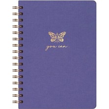 AyrStore A5 Spiralli Sert Kapak Keten Noktalı Tarihsiz Not Defteri Lila