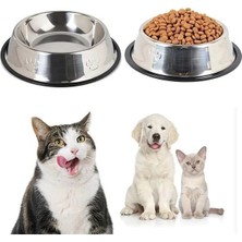 AyrStore ® 2’li Paslanmaz Çelik Kedi ve Köpek Mama Kabı Su Kabı Seti – Kaydırmaz Silikon Tabanlı –