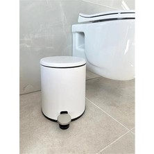 AyrStore Cigo Pedallı Çöp Kovası 6lt Mat Beyaz Iç Kısım Siyah