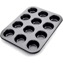 AyrStore Muffin Kek Kabı ve Cupcake Fırın Tepsisi – Yapışmaz Metal Hamur, 12 Gözlü Muffin Kabı, Cup Cake