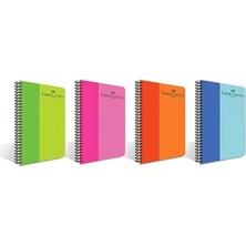 AyrStore Faber-Castell Renkli Spiralli Defter, A4, 80 YAPRAK,70G Kağıt, Kareli, 500 Mikron Pp Kapak, Pet