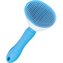 AyrStore Kedi Köpek Tarağı - Otomatik Temizlenen Düğmeli Evcil Hayvan Tarağı Fırçası - Mavi