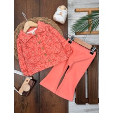 Kids Kingdom Pamuklu Selanik Örgüsü Gömlek Detaylı Kışlık Ispanyol Paça 2li Kız Bebek Takım