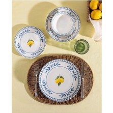 AyrStore Brunella 6 Kişilik 24 Parça Yemek Takımı Mavi/beyaz