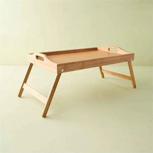 AyrStore Katlanır Ayaklı Bambu Yatak Tepsisi – Ahşap Laptop Standı, Kitap Okuma ve Çalışma