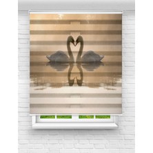 MAS Sevimli Kuğular Baskılı Zebra Perde | Çocuk Odası Için Desenli Stor Perde