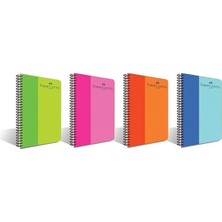 AyrStore Faber-Castell Spiralli Defter, A4, 120 Yaprak, 70G Kağıt, Kareli, Dayanıklı Plastik Kapak, Asorti