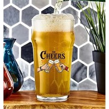 AyrStore Büyük Boy Renkli Baskılı Cam Bira Bardağı Nonic Pint Beer Glass 600 ml