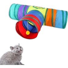 AyrStore T Kedi Tüneli Katlanır Gökkuşağı Uzun Kedi Köpek Oyun Tüneli Evcil Hayvan Oyun Tüneli