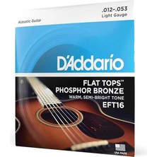 AyrStore D'addario EFT16 Akustik Gitar Tel Seti, Flat Tops, Phosphor Bronze