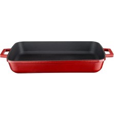 AyrStore Spring Serisi - Döküm Rosto ve Fırın Tepsisi, Dikdörtgen, 26X40 Cm, Mat Emaye, Parlak Siyah