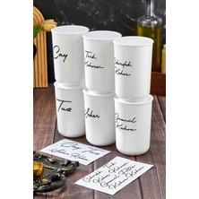 Moda Ozy 6'lı Vakum Kapaklı Etiketli Akrilik [plastik] Kavanoz Seti 900ML Saklama Kabı