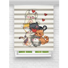 MAS Sevimli Yavru Kediler Dijital Baskılı Zebra Stor Perde