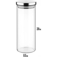 AyrStore 1000ML Vakumlu Metal Kapaklı Borosilikat Cam Kavanoz (8.5CM*20CM) 1 Adet