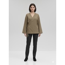 Imoop Design Kadın Kruvaze Viskon Kumaş Oversize Yandan Bağlamalı Kimono