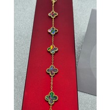 Mosso Steel Renkli Ebruli Sedefli Renk Yonca Model Çelik Bileklik