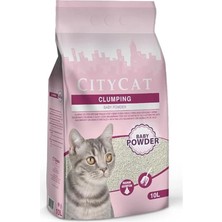 AyrStore City Cat Bebek Pudrası Kokulu Topaklanan Kedi Kumu 10L