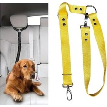 AyrStore Araç Içi Köpek Emniyet Tasması, Ayarlanabilir Metal Kancalı (Sarı)