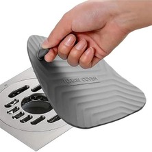 AyrStore Gri Renk Kare Kötü Koku Önleyici Silikon Mat Banyo Mutfak Lavabo Balkon Gider Tıpası Kapağı