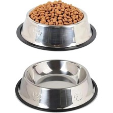 AyrStore Paslanmaz Çelik Kedi ve Köpek Mama Kabı - Kaymaz Tabanlı, Dayanıklı Besleme Tası (16 Cm)