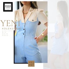 Kadın Mavi Marka Muadil Premium Yeni Sezon Şort Tulum