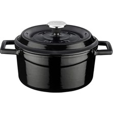AyrStore Cookware Lv Y Tc 14 K2 Yuvarlak Güveç Tenceresi, Çap 14 Cm, Dökme Demir, Siyah