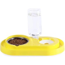 AyrStore Hazneli Kedi-Köpek Mama ve Su Kabı Seti 1000ML Sarı