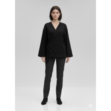 Imoop Design Kadın Kruvaze Viskon Kumaş Oversize Yandan Bağlamalı Kimono