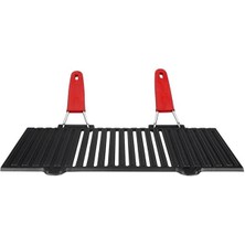 AyrStore Metal Döküm Mangal Izgarası, Çift Silikon Kulplu, 40 x 25 x 0.7 cm