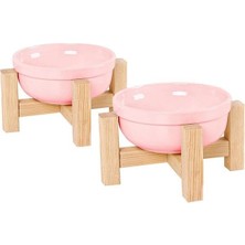 AyrStore Mama Kabı, Ahşap Kedi Mama Kabı, (Iki Adet), Kedi Mama Su Kabı, Ahşap