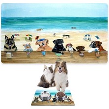 AyrStore Mama ve Su Evcil Hayvan Beslenme Matı, Kolay Temizlenen Emici Su Geçirmez Kumaş, Küçük Orta