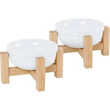 AyrStore Mama Kabı, Ahşap Kedi Mama Kabı, (Iki Adet), Kedi Mama Su Kabı, Ahşap