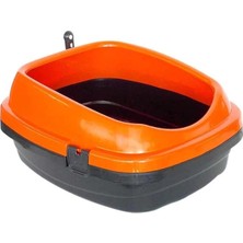 AyrStore Kedi Kumu Kabı Kum Sıçrama Emniyetli Izgaralı Kürek Hediyeli Apc Turuncu