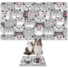 AyrStore Mama ve Su Evcil Hayvan Beslenme Matı, Kolay Temizlenen Emici Su Geçirmez Kumaş, Küçük Orta