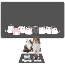 AyrStore Mama ve Su Evcil Hayvan Beslenme Matı, Kolay Temizlenen Emici Su Geçirmez Kumaş, Küçük Orta