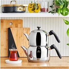 AyrStore Asiye Indüksiyon Tabanlı Mini Çelik Çaydanlık Takımı