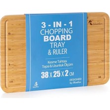 AyrStore 3'ü 1 Arada Bambu Kesme Tahtası: Doğrama Tahtası, Kesim Cetveli ve Tepsi Fonksiyonlarıyla