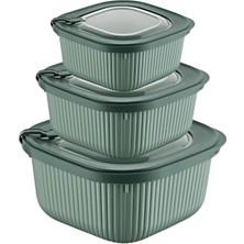 AyrStore 3'lü Microline Saklama Kabı Seti, 600-1100-1800 Ml, Hava Tahliye Kapağı ile Mikrodalgada