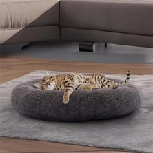 AyrStore Peluş Kedi ve Köpek Yatağı Beyaz Renkte,  Ekonomik Kedi Yatağı Antrasit