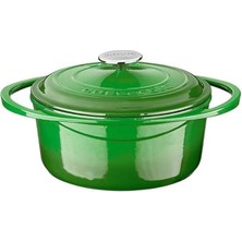 AyrStore Döküm Yuvarlak Tencere Döküm Demir Kapak Heritage Serisi ÇAP(Ø)24CM Yeşil