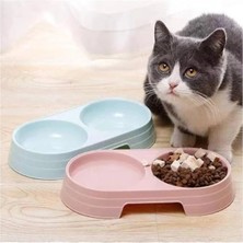 AyrStore Çift Bölmeli Evcil Hayvan Mama Kabı (Mavi)