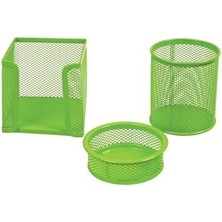 Kitabevimden Drt Masa Seti Ataşlık-Kağıtlık-Kalemlik 3 Lü Düz Renkler Yeşil 410